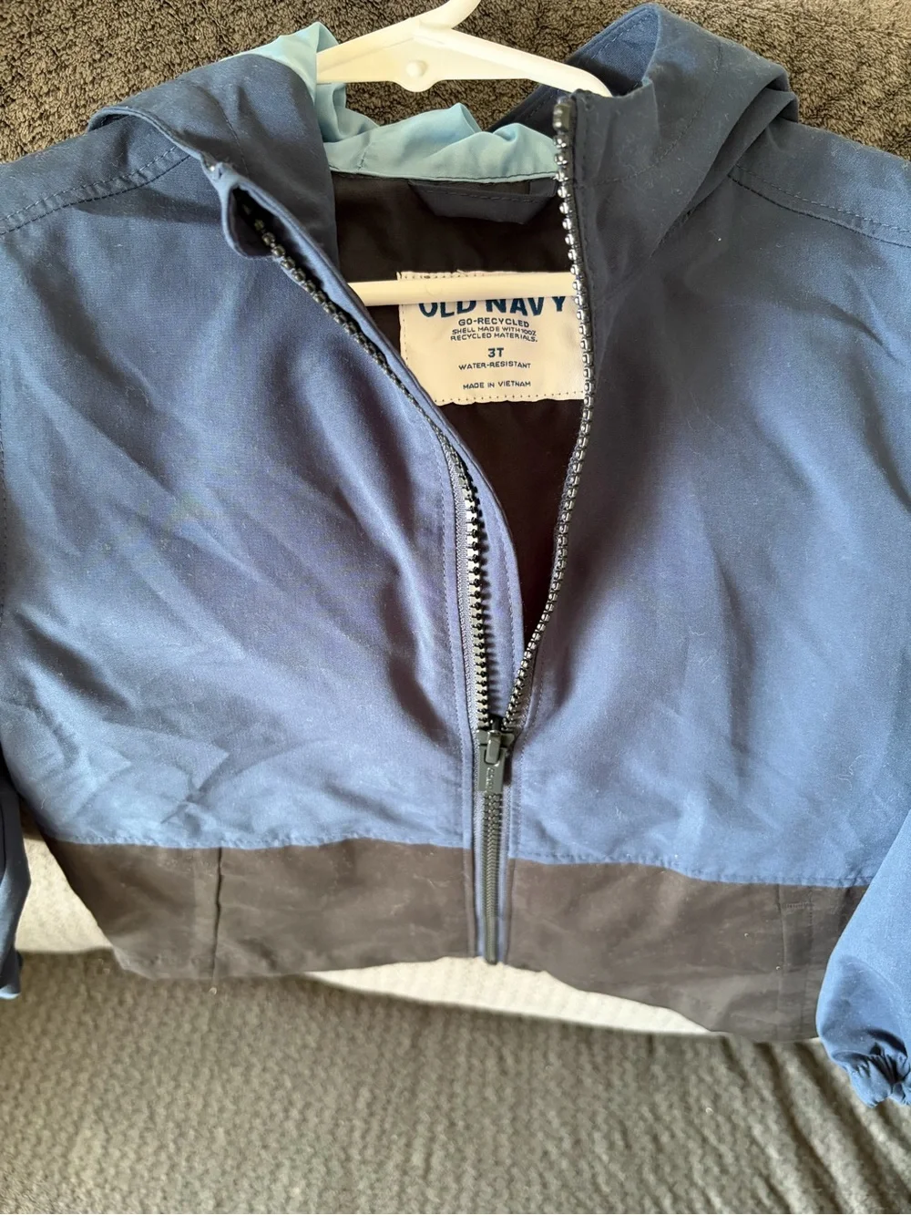 Old Navy Boys Navy & Black Lightweight Hooded Rain Jacket